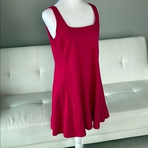 1. State Fuchsia Squared Neckline Tank Dress with Pockets - Rayon/Linen Blend